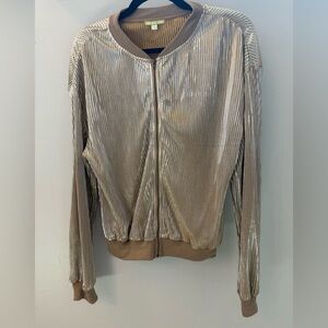 Gianni Bini Shiny Gold Bomber Jacket Size Small